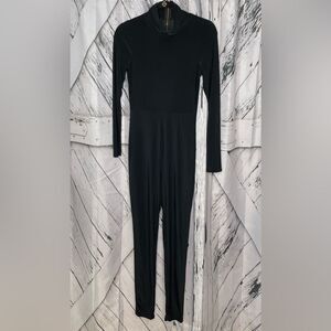 Black Long Sleeve Catsuit Jumpsuit Zip Up Back Small